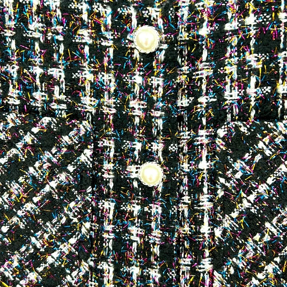 Bagatelle Tweed Sparkle Cropped Multi Color Jacket SZ M - Picture 5 of 14